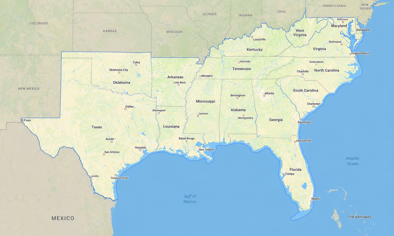 us_south USA South Garmin topographic map - Image 1